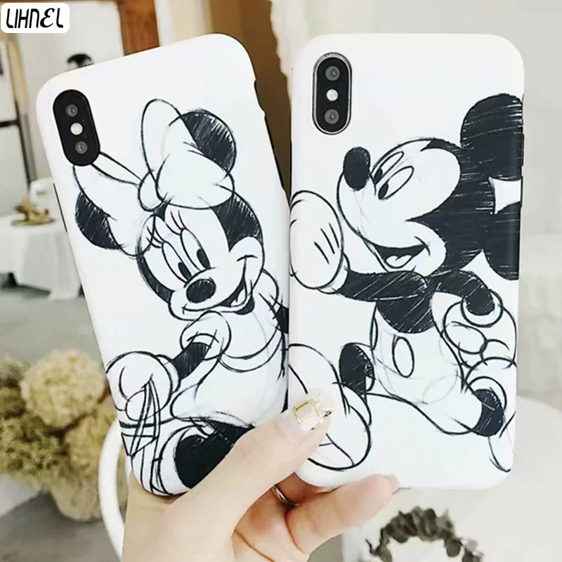 

Silicon Case for iPhone 7Plus White Mickey Minnie Mouse Couple Case for Apple iPhone X XS Max XR 6 6S 7 7Plus 8 8Plus etui coque