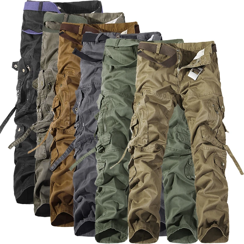 blue cargo pants MIXCUBIC 2019 spring Autumn army tactical pants Multi-pocket washing loose army green cargo pants men casual Tooling pants 28-42 cargo joggers