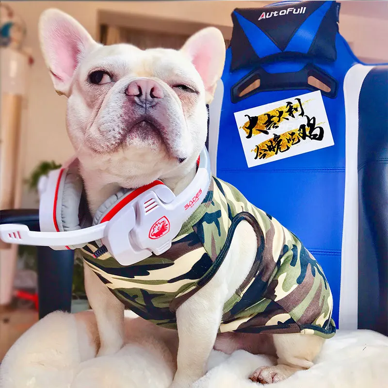 Cotton French Bulldog Summer Cool Camouflage Vest For Pug Costume Pet