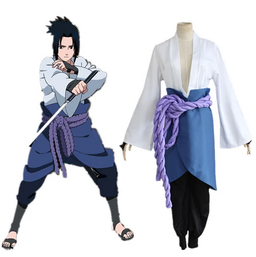 Uchiha Sasuke/карнавальный костюм аниме Наруто, одежда третьего поколения, вечерние костюмы на Хэллоуин(Блейзер+ брюки+ поясная веревка+ наручник