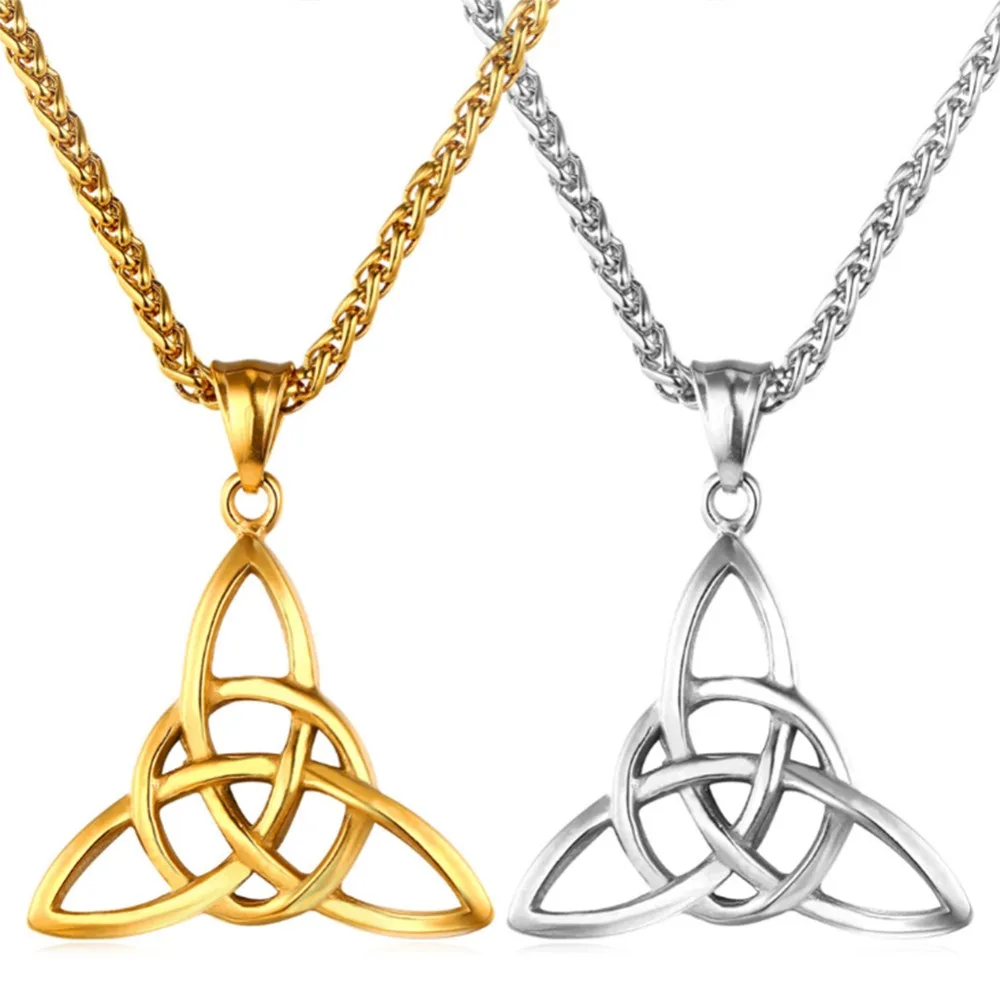 Viking Triquetra Trinity Knot Nordic Irish Stainless Steel Necklace Scandinavian Pewter Necklace