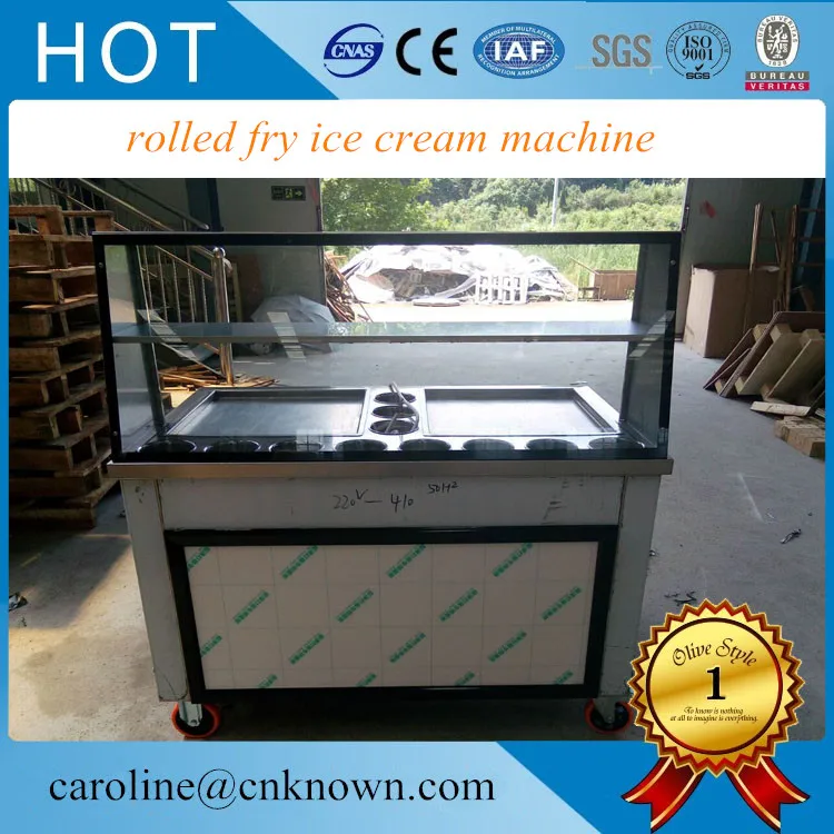 

rolling Rolled Flat fried ice cream machine double 2 pan ice cream roller machine Ice cream pan roller