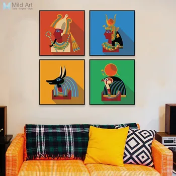 

Modern Ancient Africa Egypt God Portrait Art Prints Poster Abstract Wall Picture Canvas Painting Customd Bedroom Home Decor