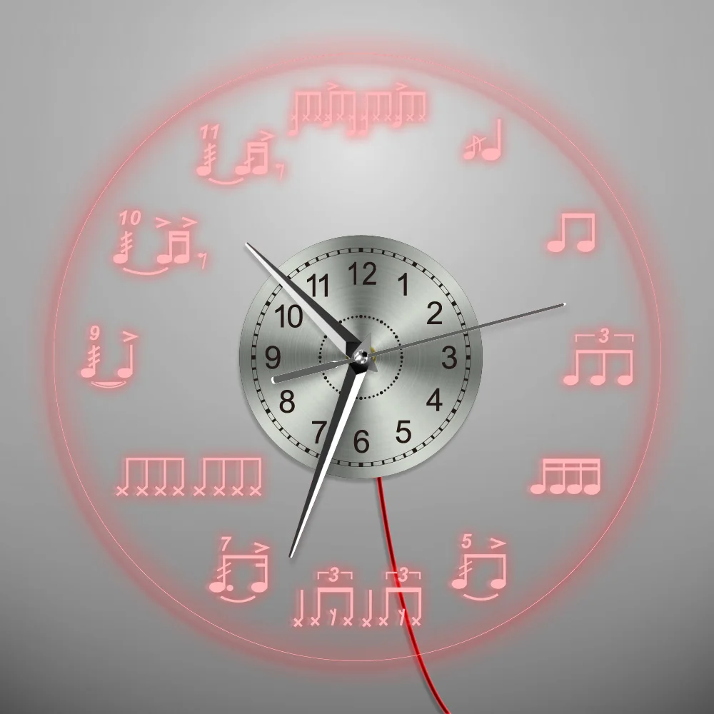 Настенные часы с музыкальными нотами и меняющими цвет светодиодный светильник современные настенные часы домашний декор для гостиной уникальный подарок