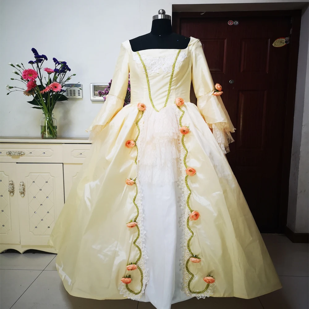 

New champagne Vintage costumes 18th Duchess Retro medieval Renaissance Reenactment Theatre Civil war Victorian dress D-290