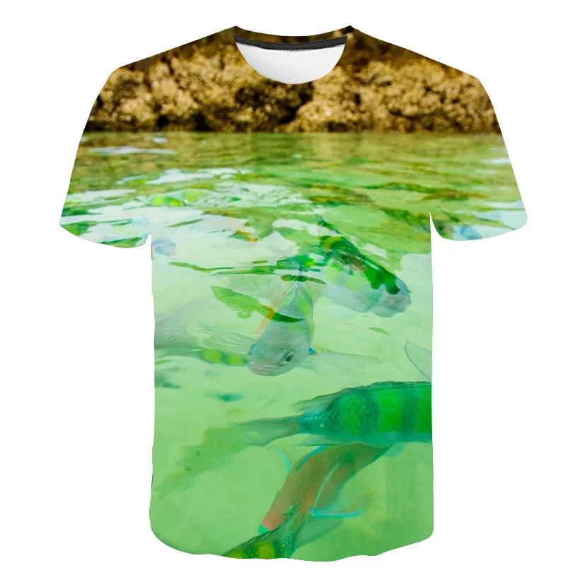 

New product Men Leisure 3D Printing T Shirt Funny Fish Pattern Printed Men's And Women's T Shirt Hip Hop Round Collar T-shirt