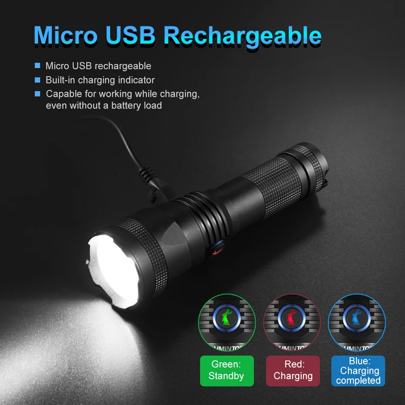 Lumintop Zoom1 светодиодный фонарик с приближением 18650 с аккумулятором Micro USB, перезаряжаемый фонарь, водонепроницаемый ультра яркий фонарь для улицы