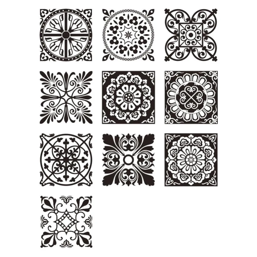 10pcs/set Retro Tiles Stickers Black Waterproof Bathroom Kitchen Wall Stickers Home Decor Decal 20x20cm adesivo de parede 10pcs/set Retro Tiles Stickers Black Waterproof Bathroom Kitchen Wall Stickers Home Decor Decal 20x20cm adesivo de parede