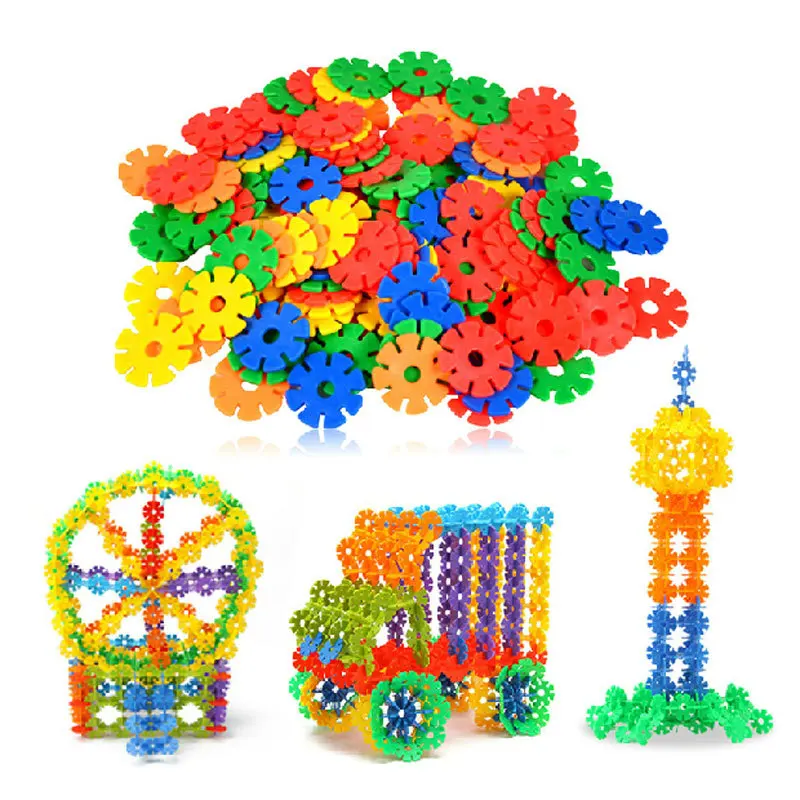

100PCS/Pack Children Puzzle DIY Building Blocks Toys Party Favors Kid Color Plastic Snowflake Brick Assembly Blocks Funny Toys