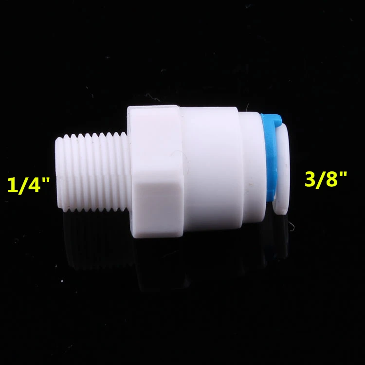 

POM Straight Quick Connector 3/8" tube Push Fit to 1/4" Male Thread for Reverse Osmosis Water Accessories