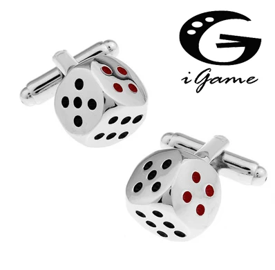 

Men Gift Dice Cuff Links Wholesale&retail Silver Color Copper Material Novelty Casino Dice Design
