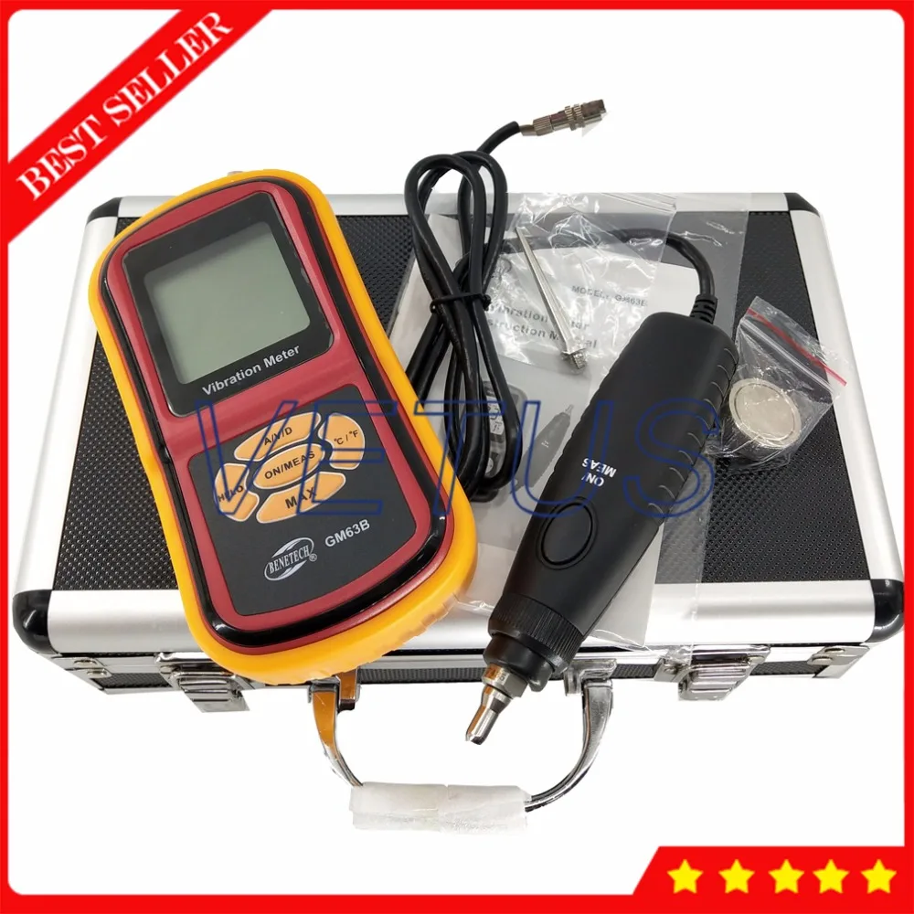 

GM63B Portable Digital Vibration Tester Analyzer with Temperature Meter Handheld Gauge Vibrometer