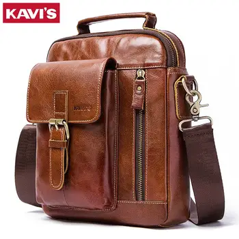 

KAVIS 100% Real Cowhide Genuine Leather Messenger Bag Men Shoulder Bag Crossbody Handbag for Male Original Tac Pocket Clutch