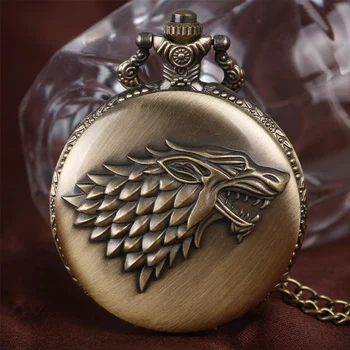 

Games of Thrones Strak House Bronze Quartz Pocket Watch Vintage Retro Classic Design Fob Time For Men Women Relogio De Bolso
