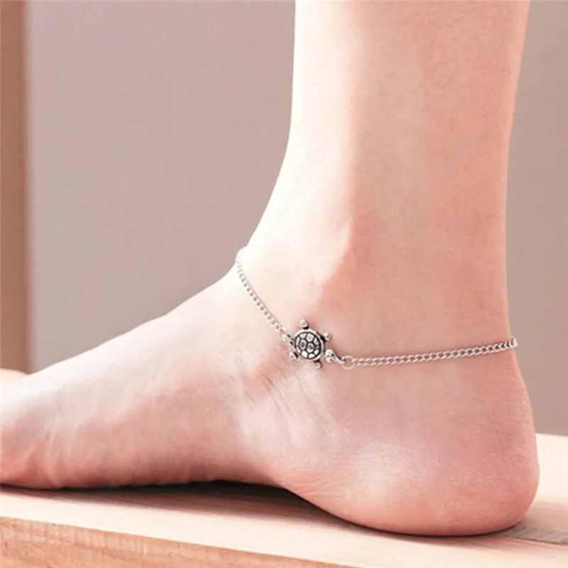 

Turtle Anklets Silver Chain With Fashion Cute Simple Animal Jewelry For Female 2018 Ankle Bracelet Foot Leg