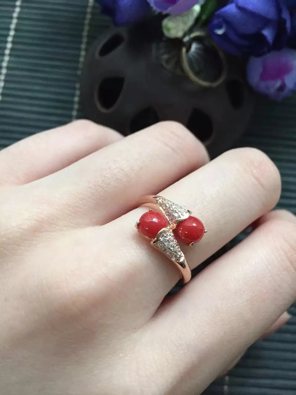 on sale discount girls gift mum birthday present real 925 sterling silver natural red coral ring egg surfce 5*5mm
