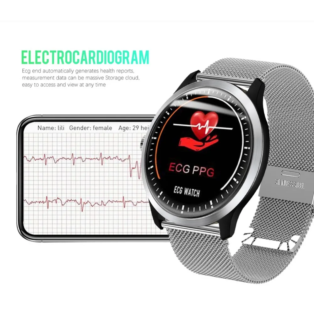 N58 Смарт часы ЭКГ спортивные часы ЭКГ+ PPG ЭКГ HRV отчет сердечного ритма кровяное давление Тест IP67 водонепроницаемый смарт-браслет