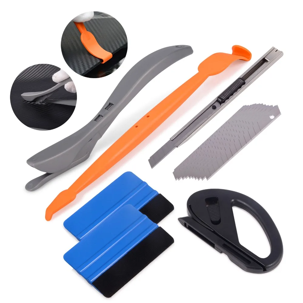 

EHDIS Car Sticker Decal Tools Kit Vinyl Wrap Car Auto Cleaning Accessories Carbon Fiber Film Squeegee Scraper Cutter Knife Blade