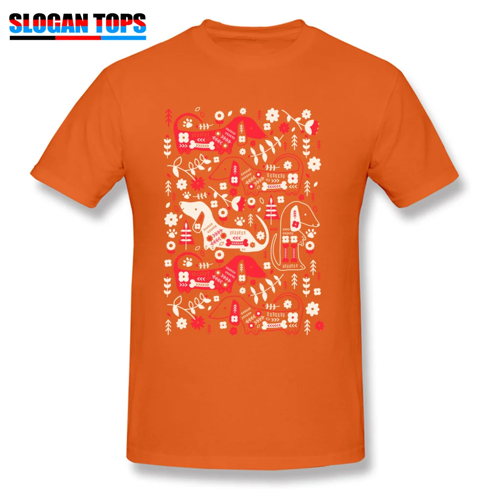 Funny Dog Folk Printed On T Shirts O-Neck 100% Cotton Men's T Shirt Short Sleeve Summer Autumn Printed On Tee-Shirts Dog Folk orange