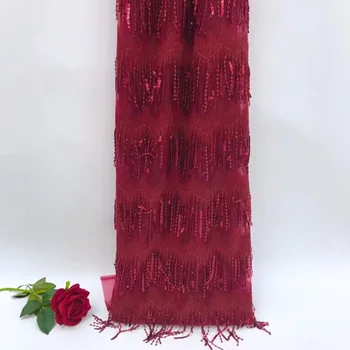 

French Net Lace Fabric 2019 Latest African Lace Fabric Long Sequin Embroidery Mesh Tulle Lace Fabric High quality Nigerian Lace
