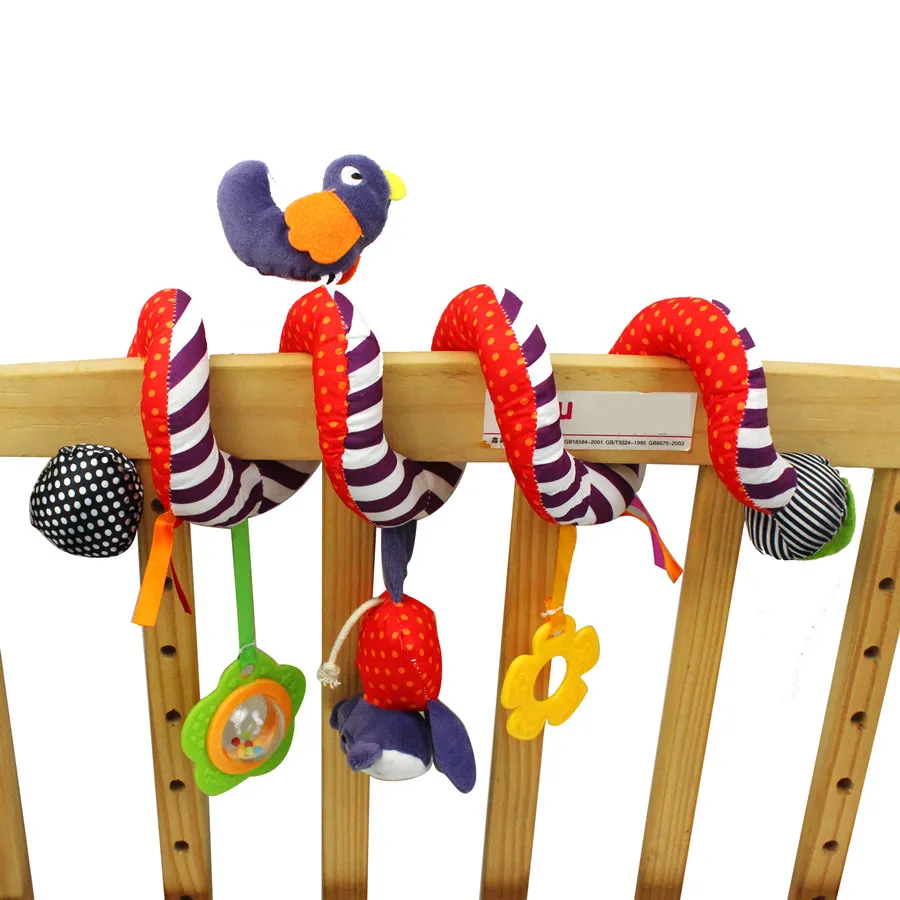 Мягкая детская кроватка для новорожденных, детская кроватка, детская коляска, игрушка, музыкальные погремушки, спиральные детские игрушки для новорожденных, висящий колокольчик, Развивающая погремушка - Цвет: 01 red purple strip