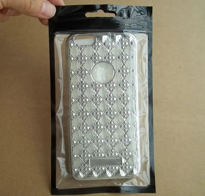 

800pcs 10*18cm Double clear Plastic zipper Black Retail package bag for iphone6 6s 6plus samsung s5 s6 mobile case Packaging bag