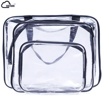 

ISKYBOB 1 Set of 3Pcs Cosmetic Makeup Toiletry Clear PVC Travel Wash Bag Holder Pouch Kit