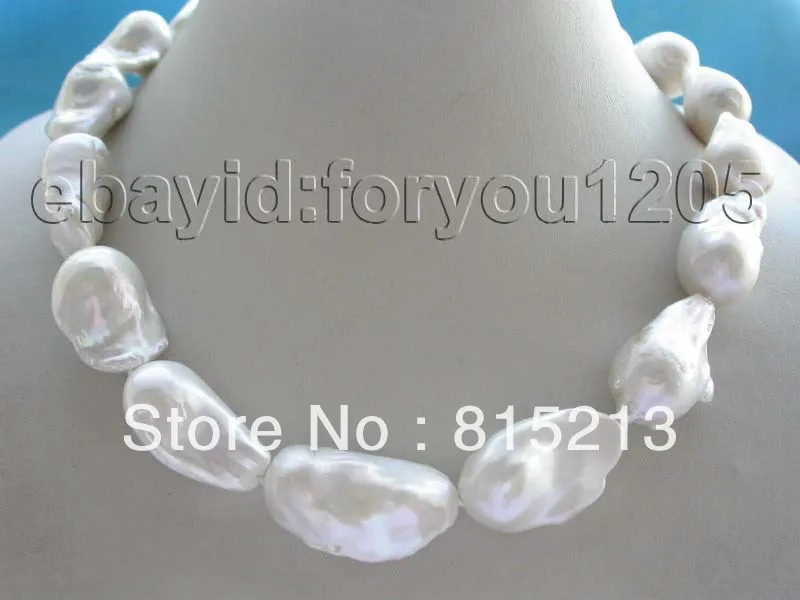 

N754 Genuine Natural 33mm White Reborn Keshi Pearl Necklace 14k! 28% Discount NEW