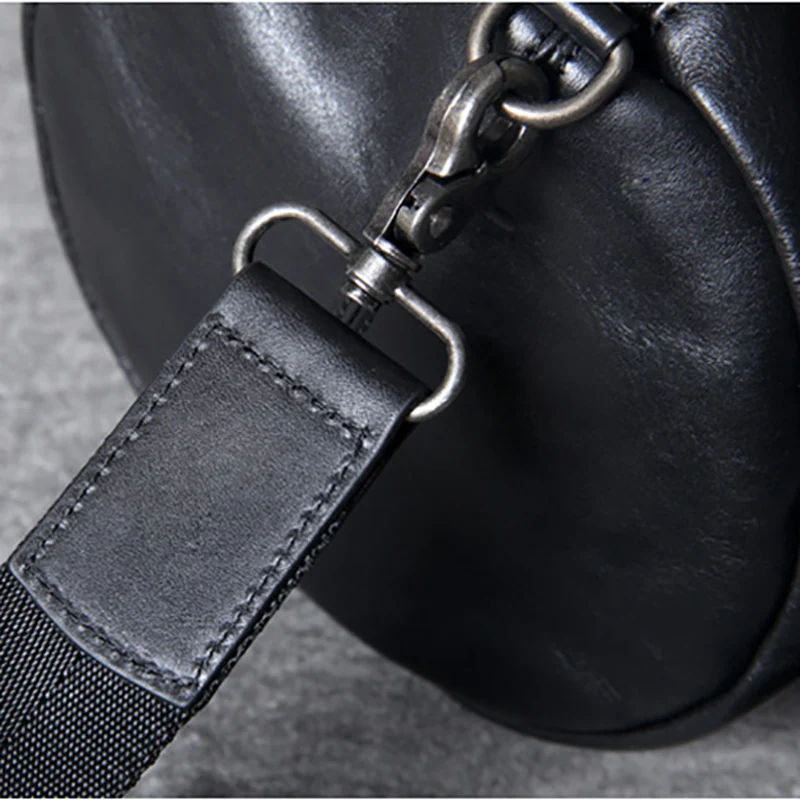 AETOO Casual head cowhide Barrel bag male leather retro simple fashion shoulder crossbody bag