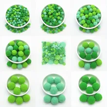 Pompon boules de fourrure vertes mixtes, bricolage pompons souples artisanat décoration de mariage colle sur tissu accessoires 8mm à 30mm 20g