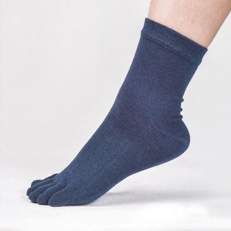 Men's Socks Five Finger Toe Separate Socks Cotton Grid Breathable Soft