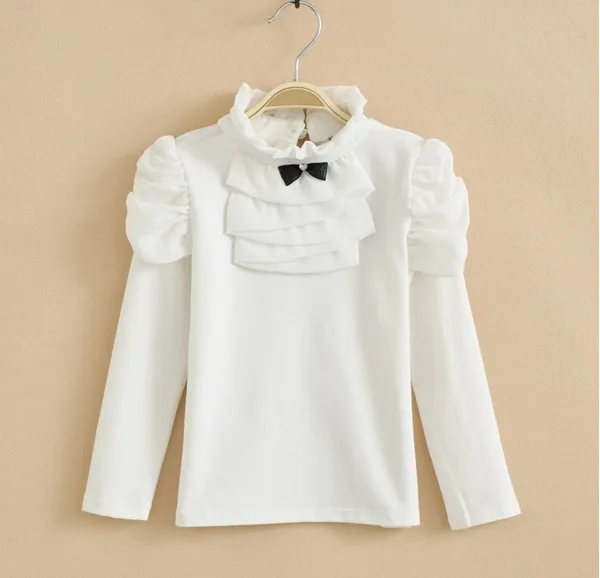 Водолазка с длинными рукавами для девочек; базовые Топы для детей; сезон весна-осень; нижнее белье; одежда для детей; рубашки для малышей; белая футболка - Цвет: Белый