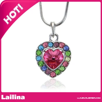 

Valentines and Mothers Day Heart Pendant Necklace Gift Charm--Multicolor