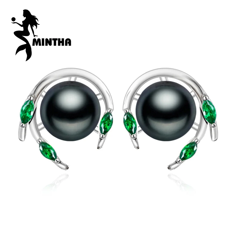 MINTHA изумруд Свадебные Ювелирные серьги с жемчужинами зеленый драгоценный камень