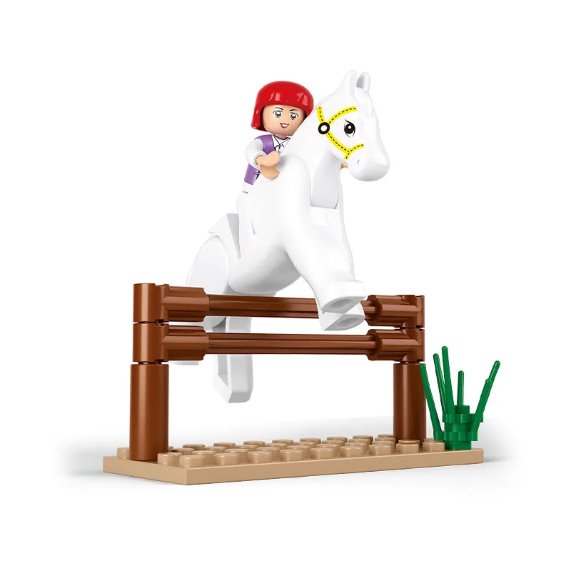 SLUBAN 0517 فتاة الأصدقاء الحصان سباق الشكل كتل التعليمية البناء قوالب بناء اللعب للأطفال هدية الكريسماس