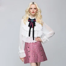 2017 Women Chiffon Blouses Shirt Tops Sexy Ladies White Office Clothing Ruffle Casual Boho Streetwear Sweet Crop Vintage Shirts