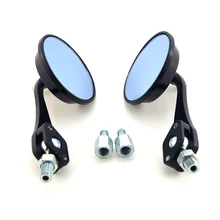 Universal 8MM 10MM Motorcycle Mirror Round Black Frame Blue Glass Motorbike Mirror For Harley Kawasaki Yamaha