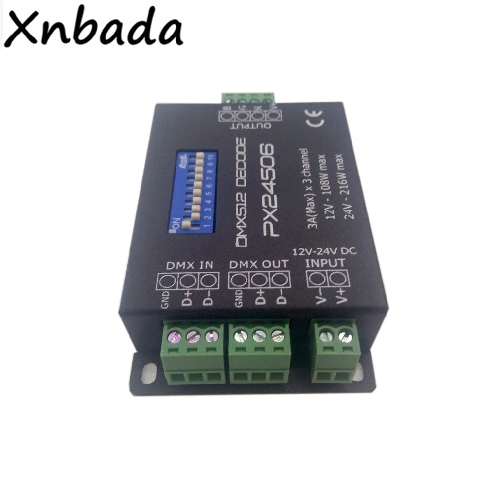 DMX512 PX24506 декодер драйвер светодиодный контроллер усилитель для цветных(RGB) светодиодных лент свет DC12/24 V