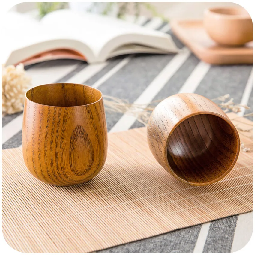 

Primitive Handmade Natural Spruce Wooden Tea Cups Heat Resistant Wood Cup Beer Milk Drinkware Kitchen Gadgets Accessories