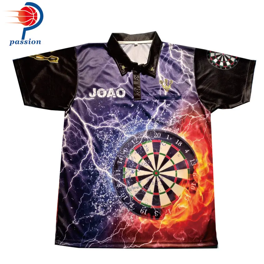 

Custom sublimated professional 2019 new shoot darts men's T Shirt customizing shooting dhirt for adult