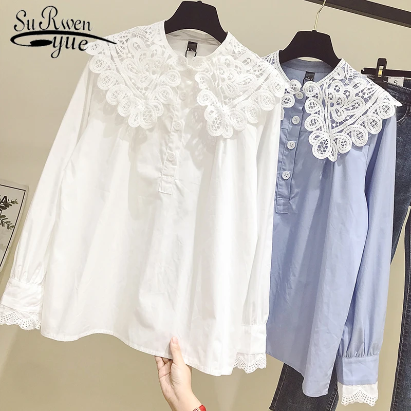 Lace women tops shirts long sleeved 2022 womens tops and blouses new casual shirt female clothes plus size blouse blusa 1740 50