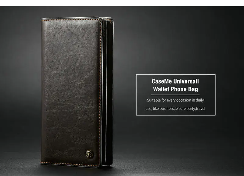 Чехол мне Универсальный кожаный бумажник чехол для iPhone XR XS Max X 8 7 6S 5 SE для samsung Note 9 8 S9 карты молнии чехол-кошелек для телефона - Цвет: Brown
