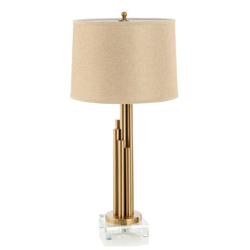 

Creative acrylicbas table lamps modern desk lamp chrome gold plating fabric shade living room bedroom art home decoration light