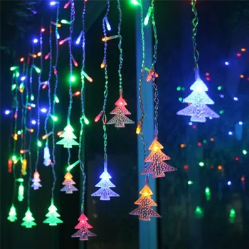 Outdoor decoratieve lamp string AC 220 V Window xmas De dakrand Reling Kerstboom Hanger decor LED lamp string riem staart plug