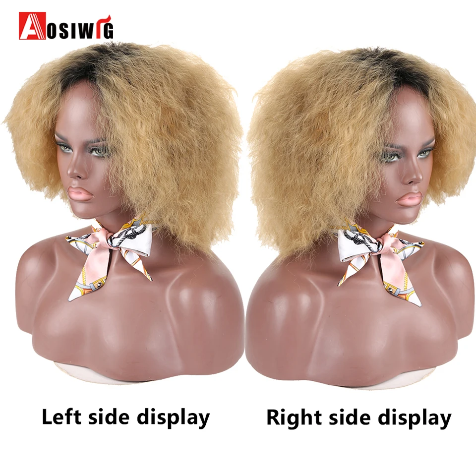 Peluca AOSI corta pelo mullido Afro rizado negro marrón Natural resistente al calor sintético Cosplay pelucas para mujeres negras Peluca AOSI corta pelo mullido Afro rizado negro marrón Natural resistente al calor sintético Cosplay pelucas para mujeres negras