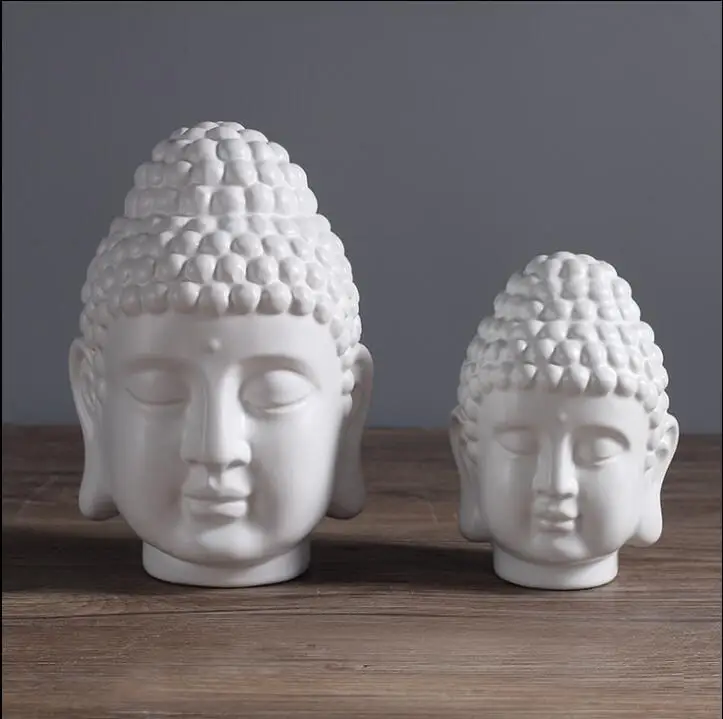 Modern minimalist ceramic Buddha head sculpture porcelain Buddha statue