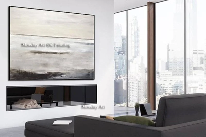 Абстрактная живопись, современное искусство, масляная живопись, большой серый вертикальный текстурированный дизайн, произведение искусства Sky Whitman