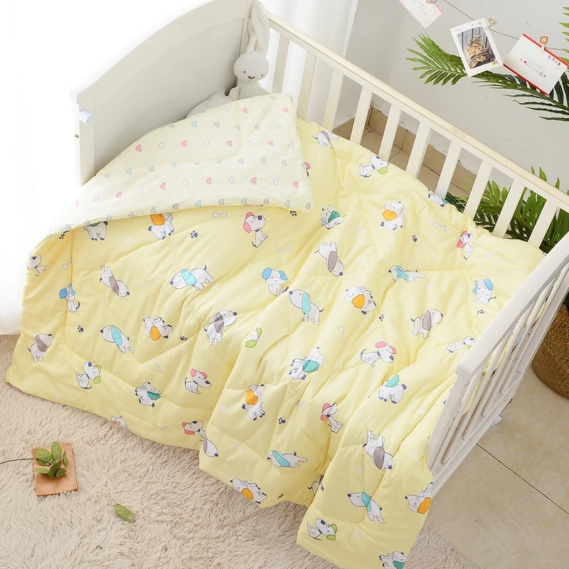 Одеяло с ватный тампон детский плед Тонкий Чистый хлопок для новорожденных Детское Одеяло детский сад кондиционер летнее прохладное одеяло - Цвет: Цвет: желтый