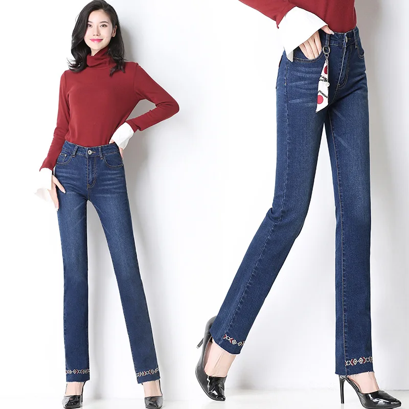 GEJIAN Female Washed Denim Skinny Pencil Pants plus size jeans Women Mom Jeans High Waist Jeans skinny jeans woman