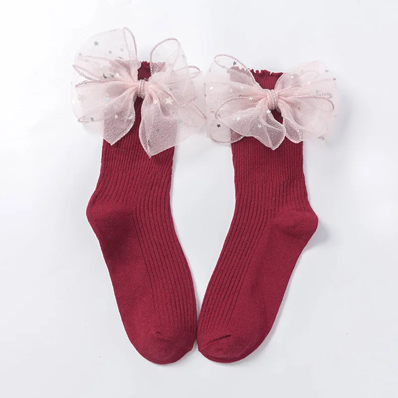 Милые носки с бантами носки принцессы с бусинами детские носки для девочек хлопковые новые высококачественные короткие носки для малышей 1 пара - Цвет: 26